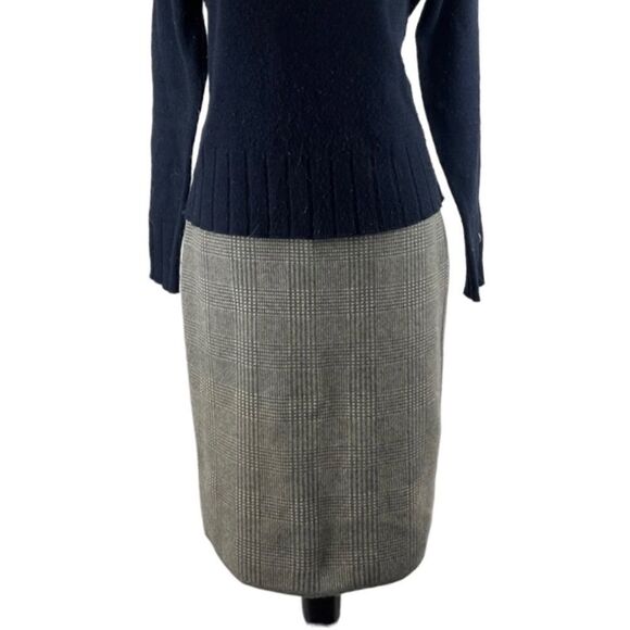 Titti dell’Acqua vintage grey plaid midi pencil skirt 100% cashmere made n Italy - Picture 1 of 11
